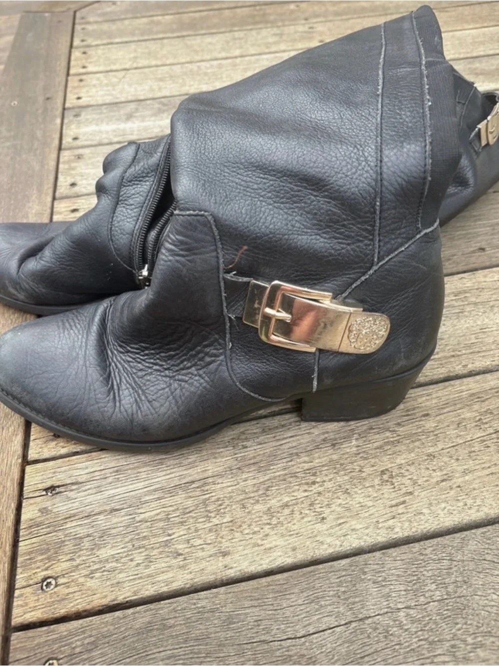 Vince Camuto Black Leather Over-the-Knee Riding Boots